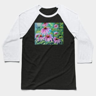 Echinacea Watercolor Painting Baseball T-Shirt